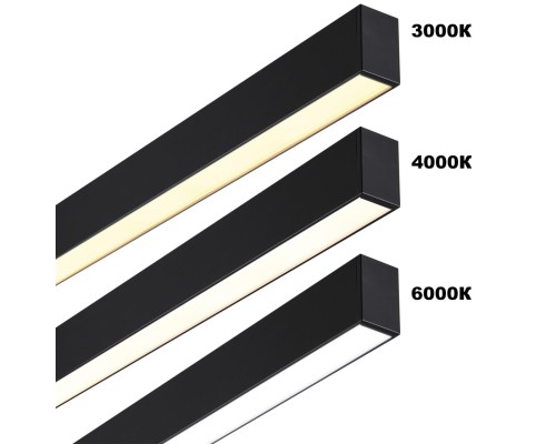 359607 OVER NT25 000 черный Светильник линейный светодиод. с переключ. цв. температуры IP20 LED 60W 220-240V 3000К\4000К\6000К FATTO