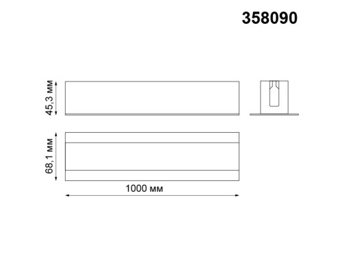 358090 PORT NT19 055 алюминий Встраиваемый профиль, длина 1м IP20 SABRO