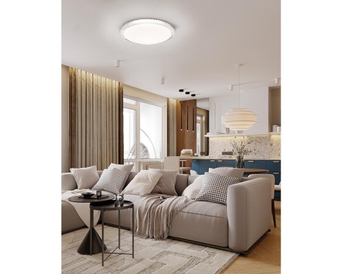 7673/ELN PALE SN 198 Светильник пластик/белый/прозрачный LED 76Вт 3000/4000/6000К D490 IP43 CCT ATIKO