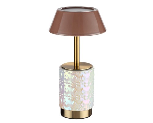 5454/6TL L-VISION ODL_EX26 светлая бронза/кофейный/жемчужный/металл/керамика Настольная лампа беспроводная LED*6W 3000K LULU