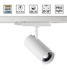 359585 PORT NT25 000 белый Светильник трехфазный трековый светодиод. с переключ. цв. темпер. и мощности IP20 LED 30-35-40W 220-240V 3000К\4000К\5700К