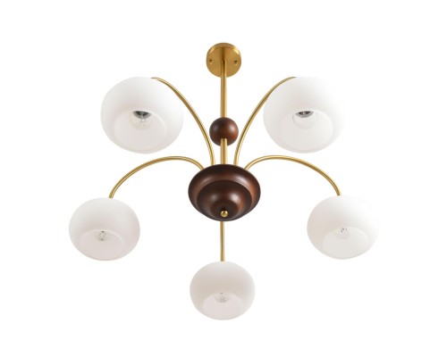 8323/5C MODERNI LN латунь/белый, металл/стекло/дерево Люстра потолочная E27 5*60W 220V LARINA