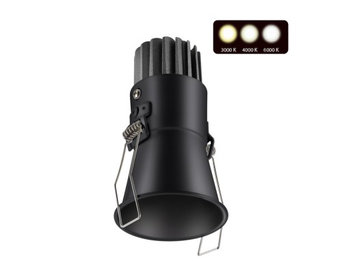 358907 SPOT NT22 черный Встраиваемый светодиодный светильник с переключателем цветовой температуры IP20 LED 3000К\4000К\6000К 7W 220V LANG