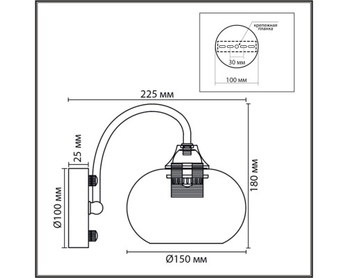 8323/1W MODERNI LN латунь/белый, металл/стекло Бра E27 1*60W 220V LARINA