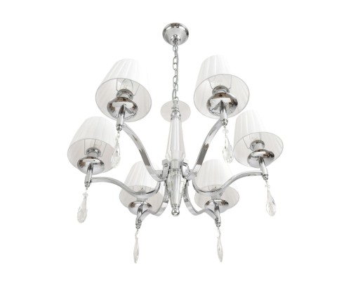 8316/6 CLASSI LN26 хром/белый, металл/хрусталь/текстиль Люстра E14 6*40W 220V MAGDA