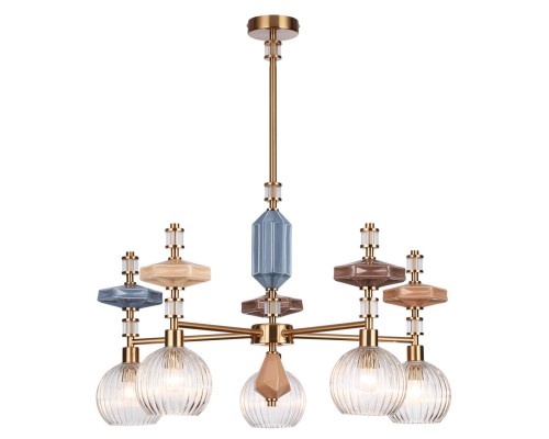 5414/5 MODERN ODL_EX26 античная бронза/терракот/синий/бежевый/коричневый/металл/керамика Люстра E14 5*40W TERRA