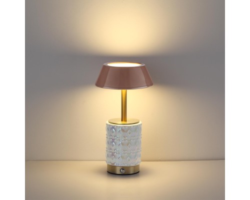 5454/6TL L-VISION ODL_EX26 светлая бронза/кофейный/жемчужный/металл/керамика Настольная лампа беспроводная LED*6W 3000K LULU