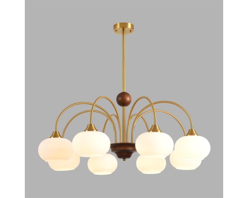 8323/8C MODERNI LN латунь/белый, металл/стекло/дерево Люстра потолочная E27 8*60W 220V LARINA