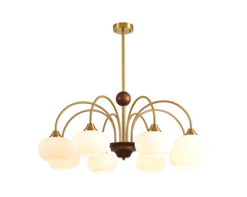 8323/8C MODERNI LN латунь/белый, металл/стекло/дерево Люстра потолочная E27 8*60W 220V LARINA