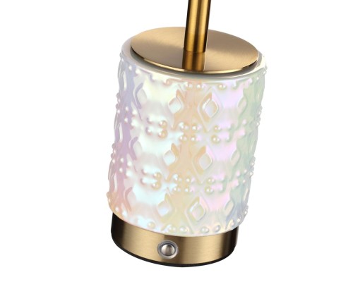 5454/6TL L-VISION ODL_EX26 светлая бронза/кофейный/жемчужный/металл/керамика Настольная лампа беспроводная LED*6W 3000K LULU