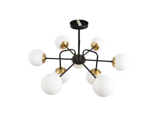 8375/9C MODERNI LN черный/латунь/белый, металл/стекло Люстра потолочная E27 9*60W 220V ELRONA