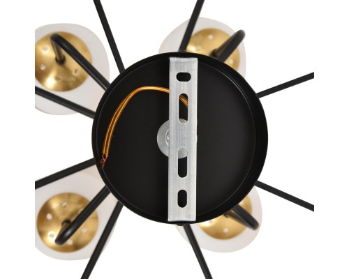 8375/12C MODERNI LN черный/латунь/белый, металл/стекло Люстра потолочная E27 12*60W 220V ELRONA