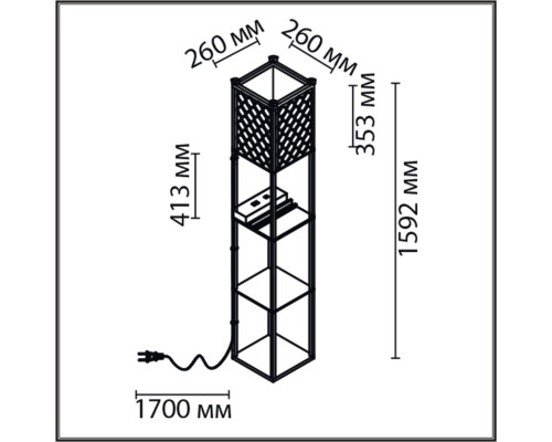 8093/1F COMFI LN25 черный/белый, дерево/текстиль Торшер Е27 1*60W 220V PRACTIC