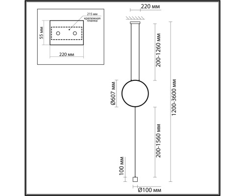 7022/27FL HIGHTECH ODL25 247 Напольный светильник металл/акрил IP20 LED 3000K 220V TEO