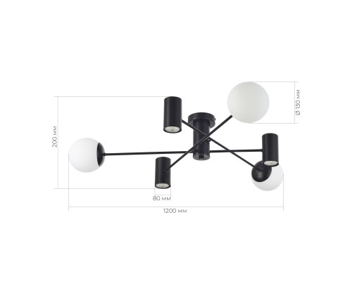 SLE1105-402-06 Светильник потолочный Черный/Белый GU10+E27 3+3*5+60W RAITO