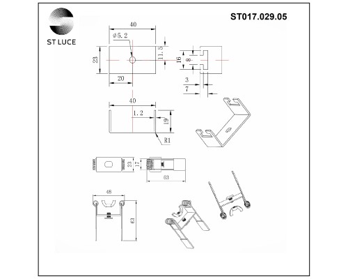 ST017.029.05 Монтажная скоба для ST017.129.05 ST-Luce Серебристый Светодиодные ленты