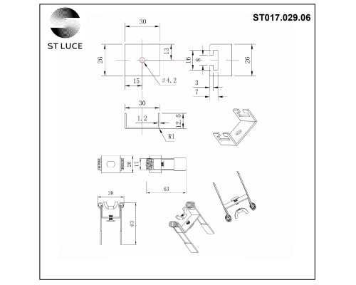 ST017.029.06 Монтажная скоба для ST017.129.06 ST-Luce Серебристый Светодиодные ленты