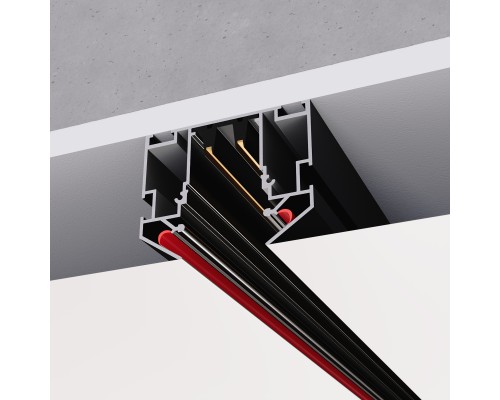 ST046.419.02 Шинопровод 220 под натяжной потолок  ST-Luce Черный Длина 1000мм (Заглушки 2+2 в ком) SKYLINE 220