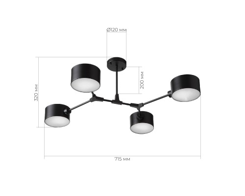 SLE183402-04 Светильник потолочный Черный/Черный E14 4*60W GIMENTO