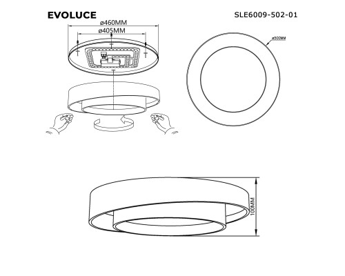 SLE6009-502-01 Светильник потолочный Белый/Белый LED 1*50W 3000K/4000K/6000K CROSBY