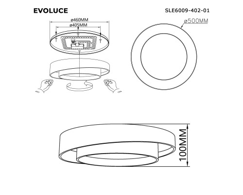 SLE6009-402-01 Светильник потолочный Черный/Белый LED 1*50W 3000K/4000K/6000K CROSBY