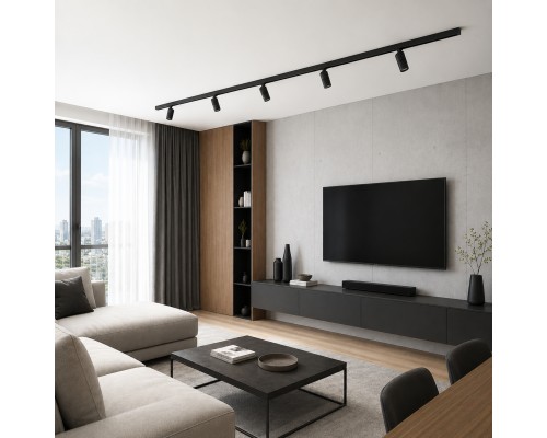 Магнитный трековый светильник Черный LED 1*18W 3000K 1 530Lm Ra>90 36° IP20 L-xW60xH148 СКАЙЛАЙН 48V