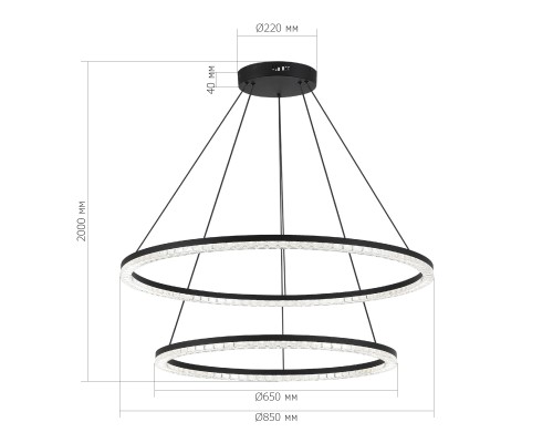 SL1018.403.02 Светильник подвесной ST-Luce черный/прозрачный LED 2*96W 4000K EUCLIDICS