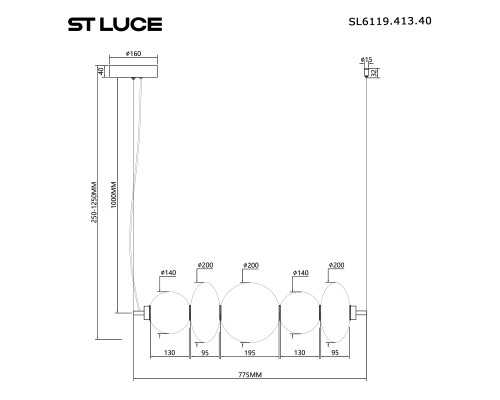 SL6119.413.40 Светильник подвесной ST-Luce Черный/Дымчато-Серый LED 1*40W 3000K PERLINA