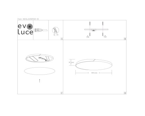 SLE200942-01 Светильник потолочный Черный, Светлое дерево/Белый LED 1*45W 3000K/4000K/6000K FESTA