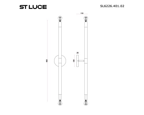 SL6226.401.02 Светильник настенный ST-Luce Черный, Коричневый E14 2*40W CORK