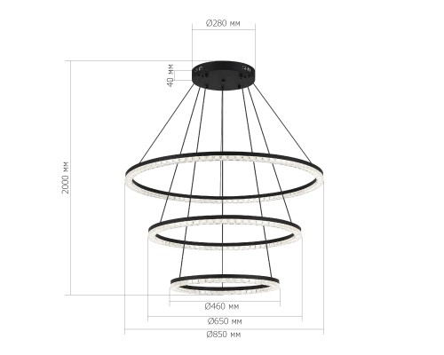 SL1018.403.03 Светильник подвесной ST-Luce черный/прозрачный LED 3*130W 4000K EUCLIDICS