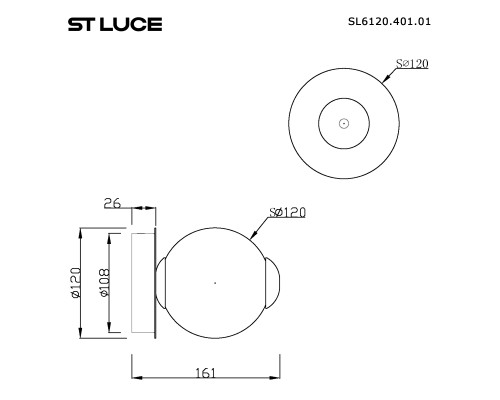 SL6120.401.01 Светильник настенный ST-Luce Черный/Прозрачное кракелированное стекло LED 1*8,5W 3000K PEEK