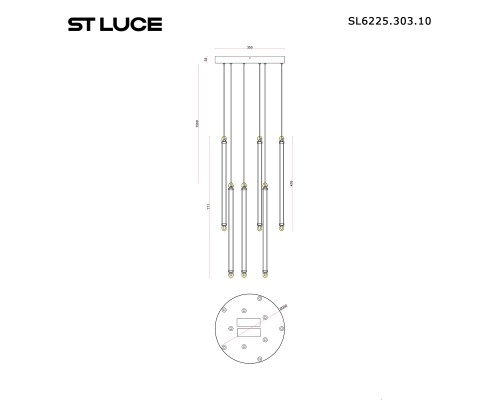 SL6225.303.10 Светильник подвесной ST-Luce Латунь/Терракотовый, Белый LED 10*6,5W 3000K BRICK