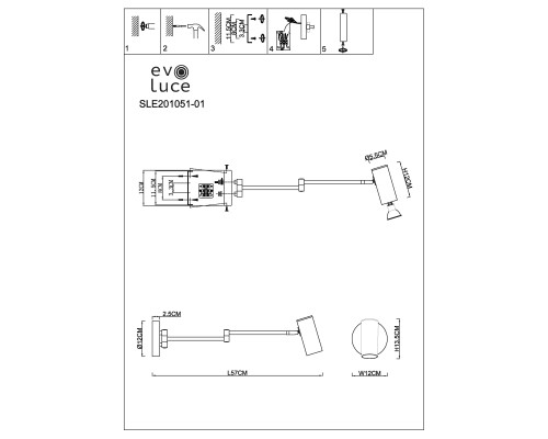 SLE201051-01 Светильник настенный Белый/Белый GU10 LED 1*5W 4000K ZOOM