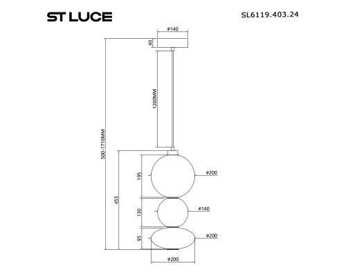 SL6119.403.24 Светильник подвесной ST-Luce Черный/Дымчато-Серый LED 1*24W 3000K PERLINA