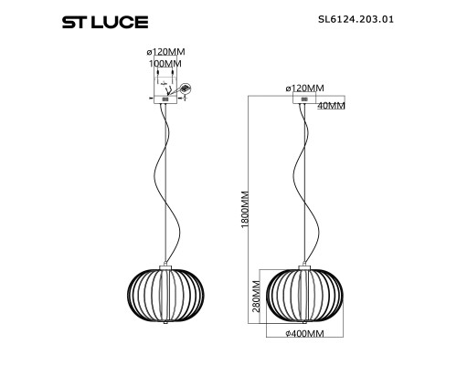 SL6124.203.01 Светильник подвесной ST-Luce Золотистый/Золотистый LED 1*10W 3000K SLICE