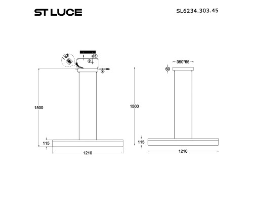 SL6234.303.45 Светильник подвесной ST-Luce Латунь/Золотистый LED 1*45W 4000K SPLENDID