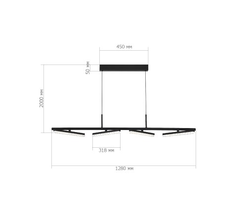 SL1018.403.04 Светильник подвесной ST-Luce черный/прозрачный LED 4*32W 4000K EUCLIDICS