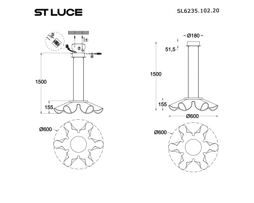 SL6235.102.20 Светильник потолочный ST-Luce Никель/Прозрачный LED 1*20W 4000K FAIRY