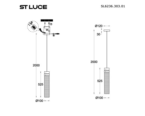 SL6236.303.01 Светильник подвесной ST-Luce Латунь/Прозрачный LED 1*12W 4000K CHAMPAGNE