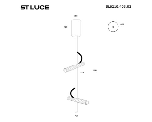 SL6210.403.02 Светильник подвесной ST-Luce Черный/Черный, Золотистый LED 2*3W 3000K LILT