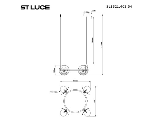 SL1521.403.04 Светильник подвесной ST-Luce Черный/Дымчатый, Белый G9 4*5W 4000K NOON