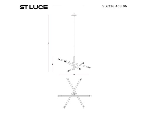 SL6226.403.06 Светильник подвесной ST-Luce Черный, Коричневый E14 6*40W CORK