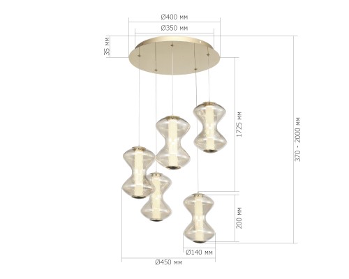 SL6136.233.01 Светильник подвесной ST-Luce золото/коньячный LED 1*28W 3000K SPINE