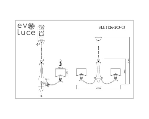 SLE1126-203-03 Светильник подвесной Шампань/Бежевый E14 3*40W CASSIA