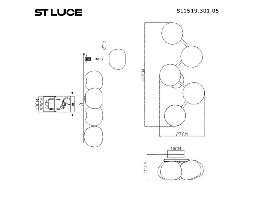 SL1519.301.05 Светильник настенный ST-Luce Латунь/Белый G9 5*5W 4000K SWEVEN