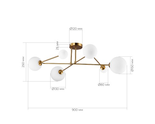SLE2211-302-06 Светильник потолочный Латунь/Белый G9 LED 6*5W FANTINI