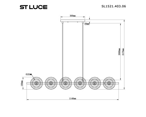 SL1521.403.06 Светильник подвесной ST-Luce Черный/Дымчатый, Белый G9 6*5W 4000K NOON