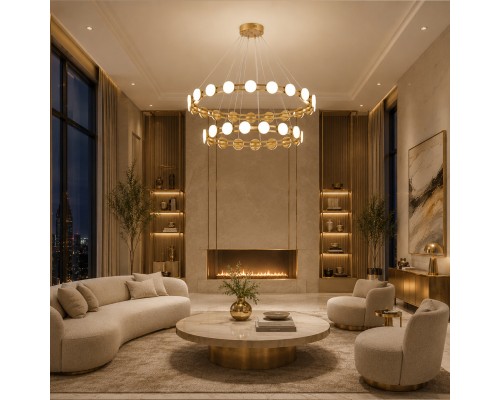 Светильник подвесной ST-Luce золотистый/белый LED 1*70W 4000K МОНРО