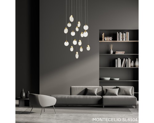 SL6104.203.06 Светильник подвесной ST-Luce Золотистый/Прозрачный,С пузырьками воздуха LED 6*3W 3000K MONTECELIO